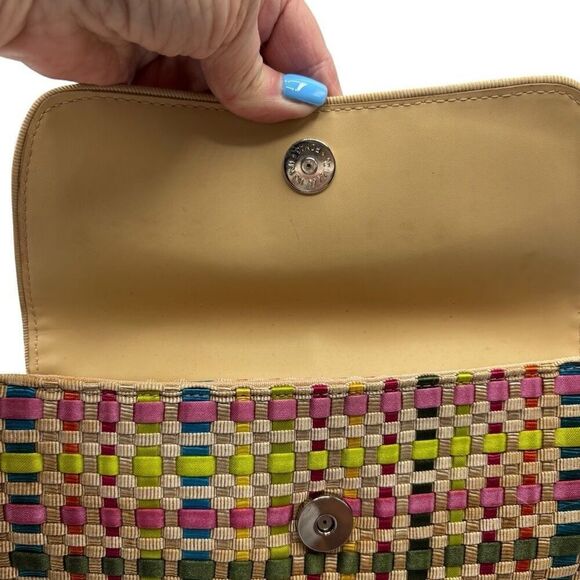 THE SAK Pastel Spring Bouquet Ribbon Basket Weave Clutch Purse - Picture 5 of 9